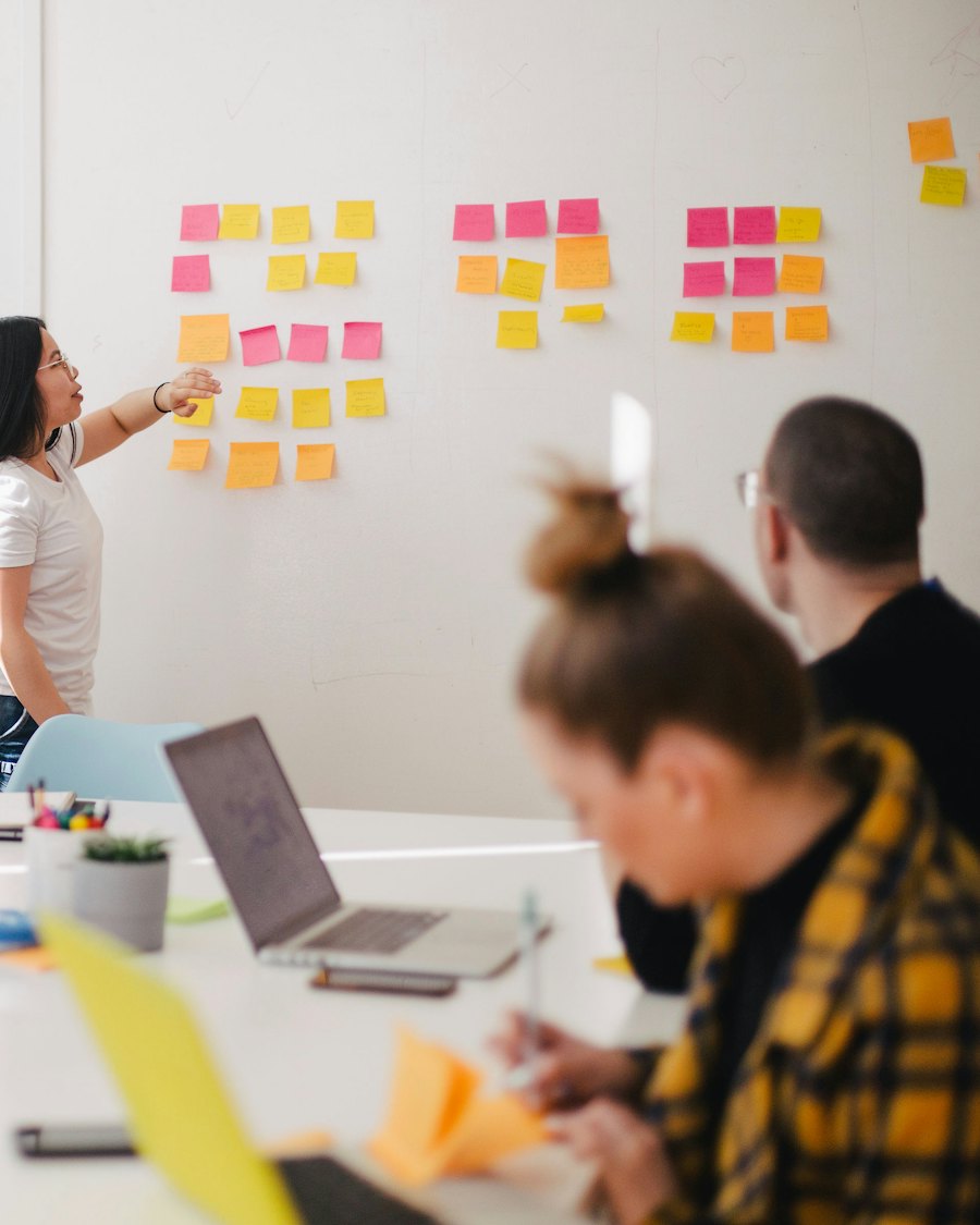 Team planning AI opportunities on a sticky-note wall